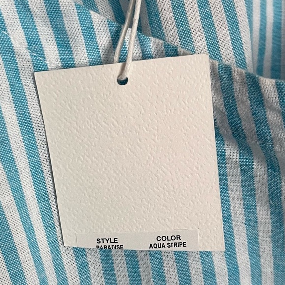 La Relaxed • NWT Blue and White Striped Short Sleeve Dress - Picture 6 of 6